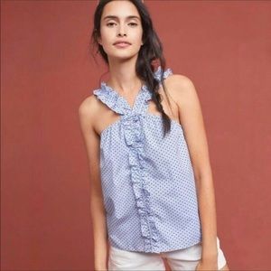 Anthro Waverly Blue Polka Dot Tank S